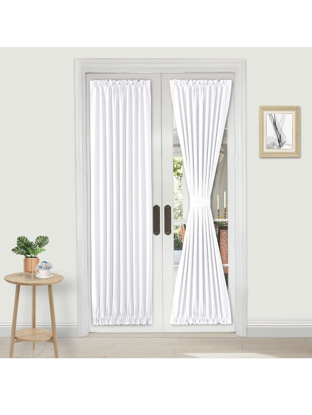 White Door Panel Curtain Pair - Classic Sheer Privacy Panels